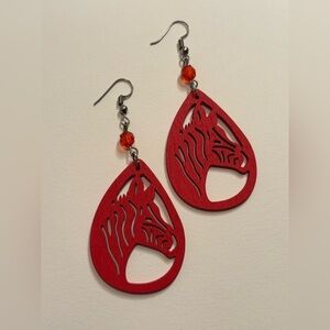 Red Laser Cutout Drop Earrings